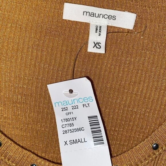 Maurices Tank Top Women's XS Mustard Sleeveless Ribbed Studded Scoop Neck NWT - Picture 6 of 7